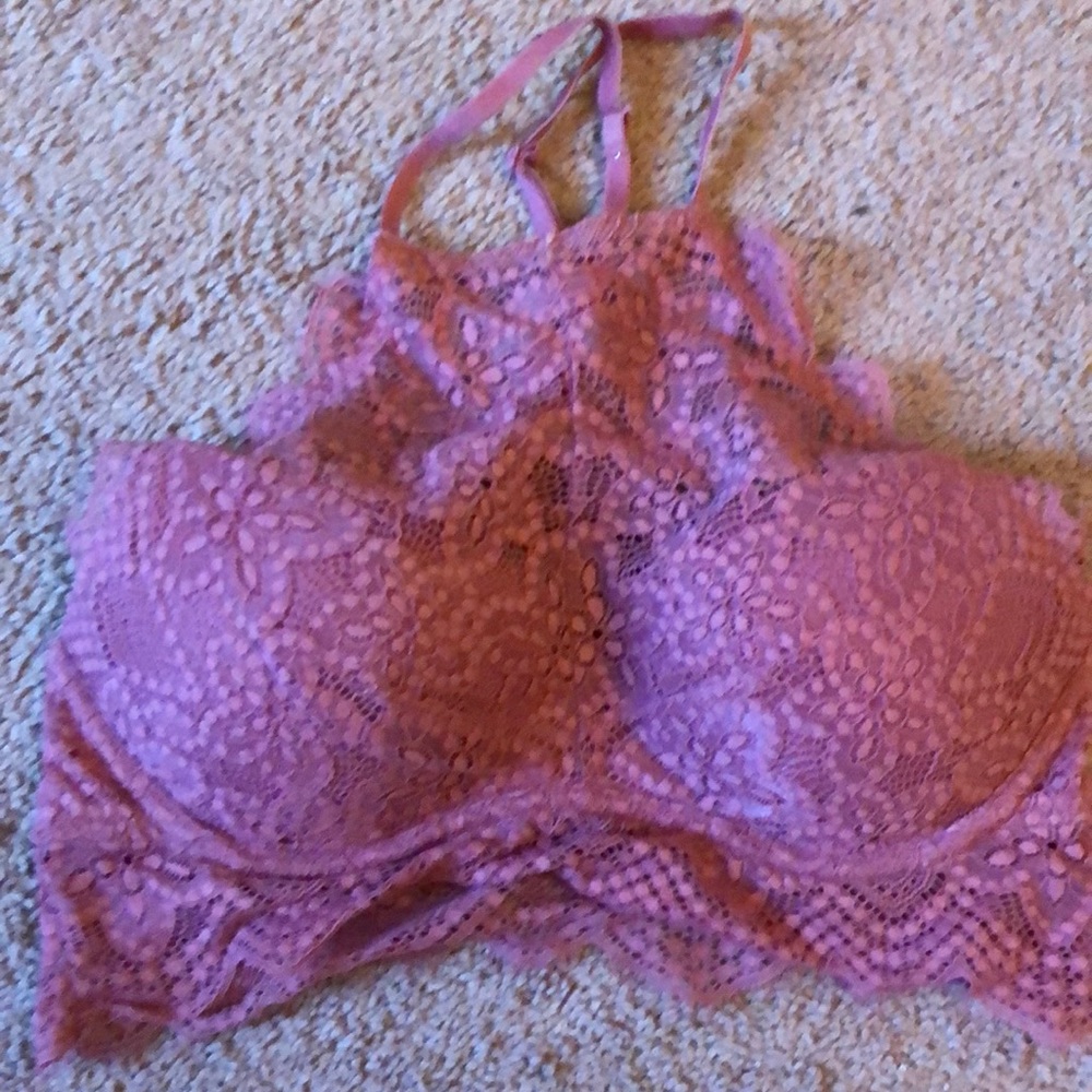 High neck VS Pink padded bralette mauve color small